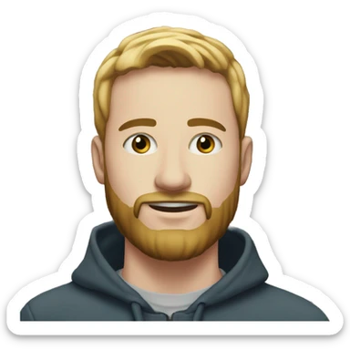 young man, 30 years old, with white skin and a beard, 1.70 tall in front of several houses sticker