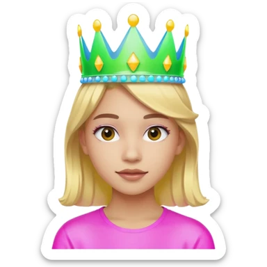 A stylish teen wearing a neon plastic crown for fun. sticker