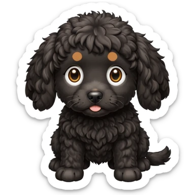 black cockapoo puppy dog standing sticker