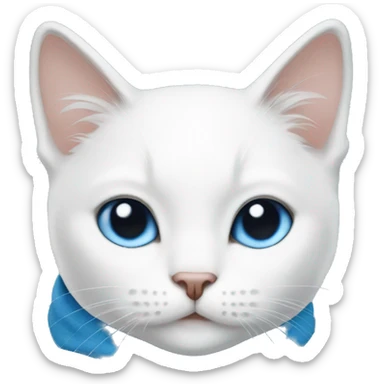 white cat in head blue scarf sticker