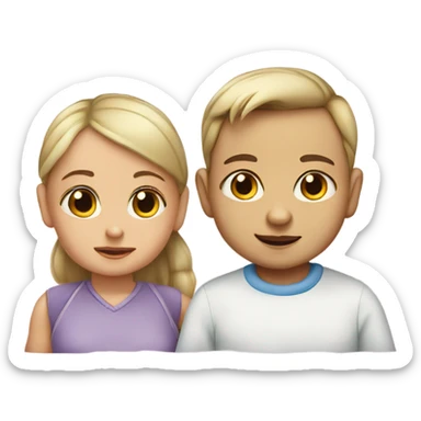 larger baby boy beside a smaller baby girl sticker