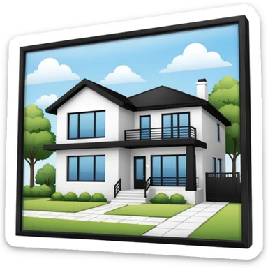 Casa en bienes y raices con el letrero de venta sticker