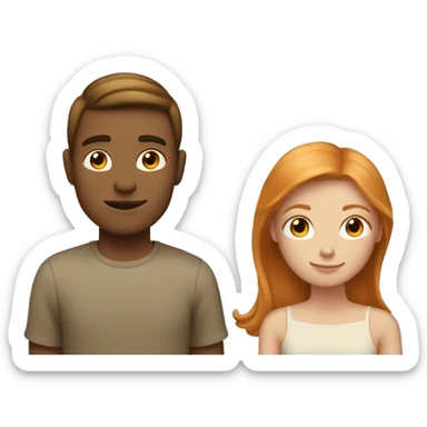 young tan Man with straight hair and young ginger woman cuddle sticker