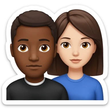 Black man short hair and white woman with long brown hair sticker