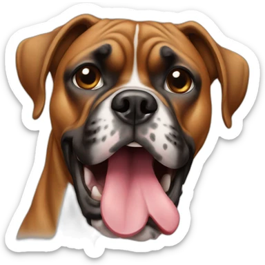 Boxer dog with tongue sticker