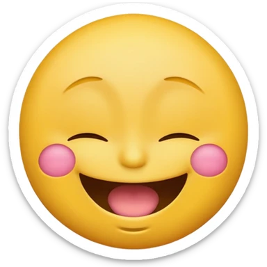 cartoon smiling emoji with open mouth and closed eyes, colorful and cheerful, no text, suitable for WhatsApp and Instagram sticker