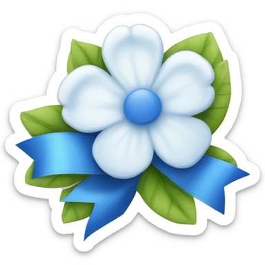 Blue and white flowers with cute ribbon on it sticker