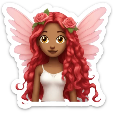 big wings, rose, Beautiful, fairy, red, long hair sticker