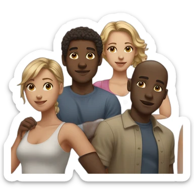 five black guys standing behind a light-skinned girl sticker