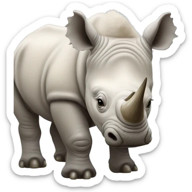 realistic ice age woolly white rhinocerous baby sticker
