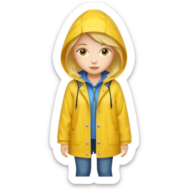 Girl in a yellow raincoat full body  sticker
