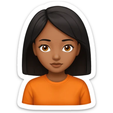 brown skin girl straight hair and orange shirt sticker