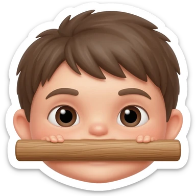 Classic emoji face with Innocent eyes while hiding behind a pole and peeking its head out sticker