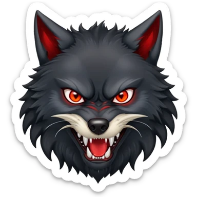 angry snarling black wolf with red eyes sticker