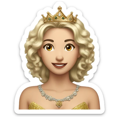 Una leon  rugiendo ,  alegre y elegante con corona de brillo de Reyna  sticker