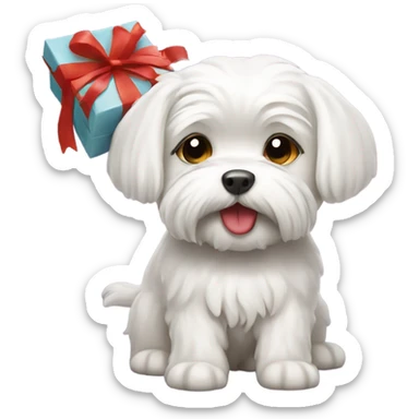 Maltese dog with a gift in its mouth sticker