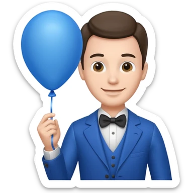 gentleman holding blue balloon sticker