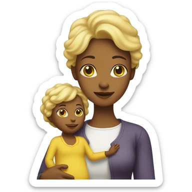 mother yellow skin with child sticker