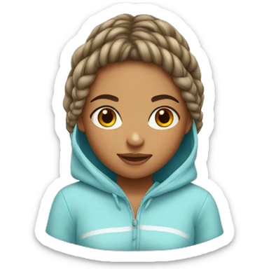 Teen girl with hoodie and two braids sticker