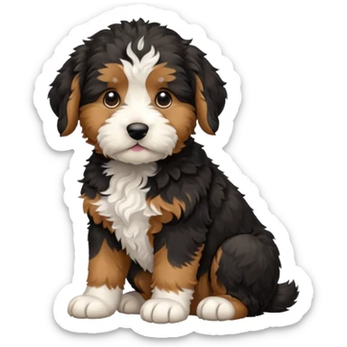 bernedoodle puppy sitting sticker