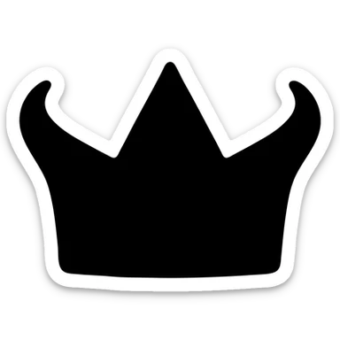 Remove the circle from the center point of the crown, keep everything else as is, in the same solid filled black icon style, with no background. sticker
