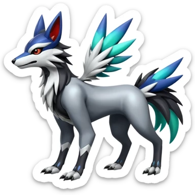 Futuristic Mightyena-Silvally-Fakémon-hybrid-creature (full body)  sticker