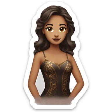 Create the zodiac sign leo as a brunette girl with elaborate makeup and dress that matches the zodiac sign  sticker