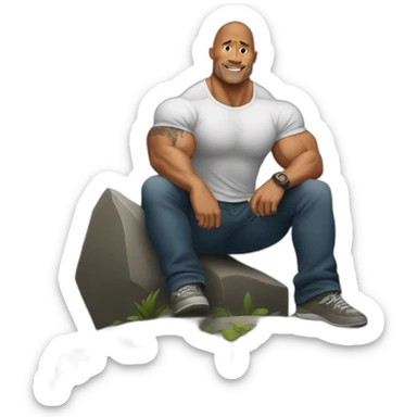 dwayne johnson sit on a rock sticker