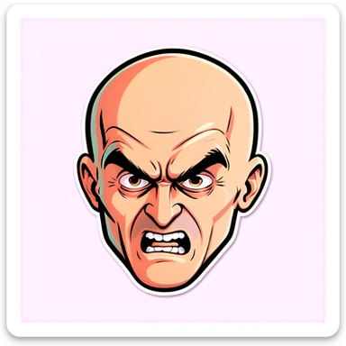 A man that’s mad with no hair sticker