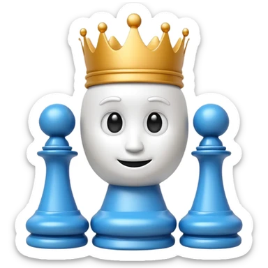 3D emoji style chess piece, cute glossy white king chess icon, soft rounded shapes, big expressive cartoon eyes, smooth plastic texture, vibrant colors, studio lighting, centered composition, transparent background, high resolution, minimal, modern emoji design, soft shadow, ultra detailed, 4k sticker