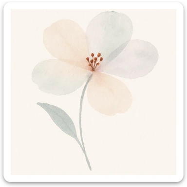 a delicate watercolor flower, soft colors, artistic sticker