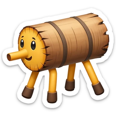 log with tiny legs walking sticker