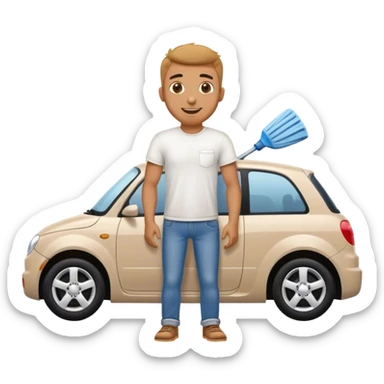 Hombre feliz listo para lavar su auto sticker