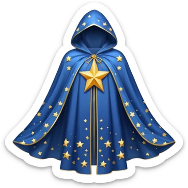 a fantasy  magic, white color with star pattern cloak sticker