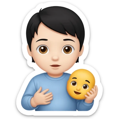black hair infant sticker