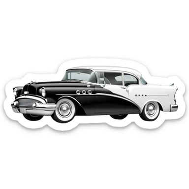 hot rod inspired by a 1956 Buick Century, black and white color scheme sticker