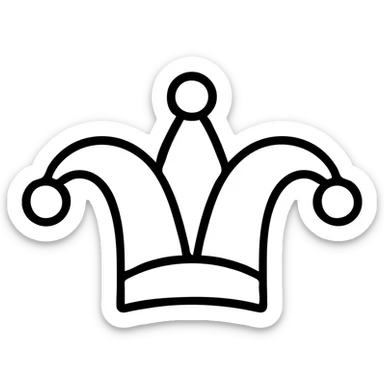 jester's hat logo, clean, bold lines, modern, suitable for branding sticker