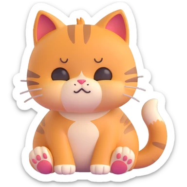 a cute cat with a deep frown, paws together, looking down in sadness and disappointment sticker