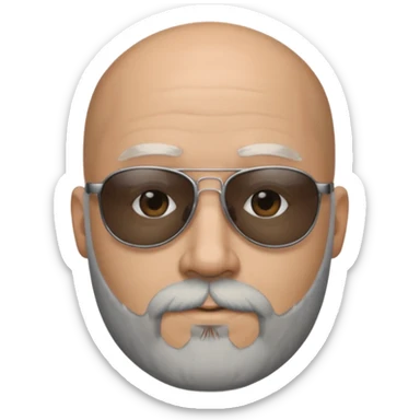 Bald male, black sunglasses, gray goatee beard, realistic portrait sticker