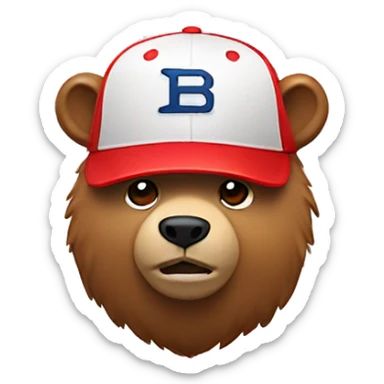 bear wearing a red baseball cap sticker