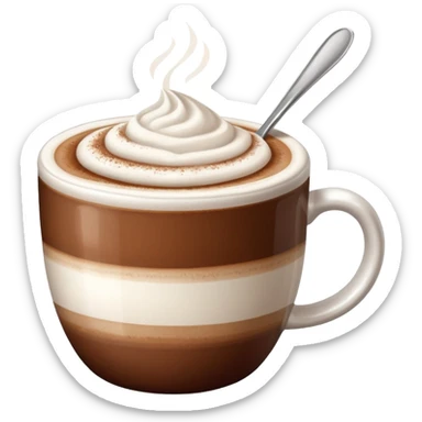 Cappuccino with frothy milk and a sprinkle of cocoa on top sticker