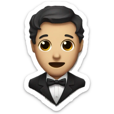 A coffin with a bow tie sticker