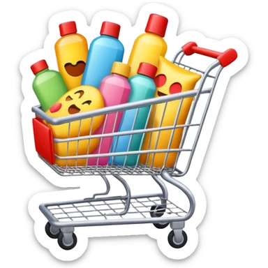 emoji of beauty products are flying into shopping cart
 sticker