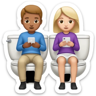 Two people on the toilet next to each other sticker