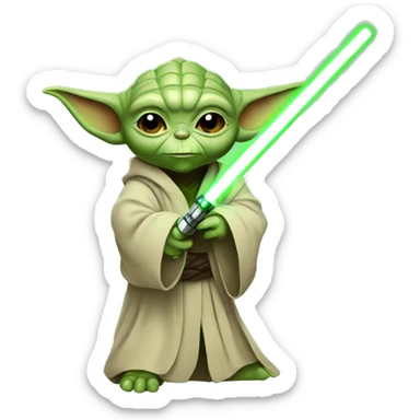 yoda with lightsaber sticker