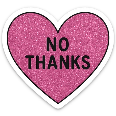  pink glitter No thanks heart, remove background sticker