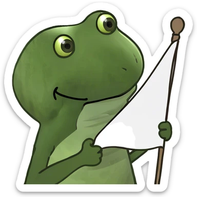 bufo holding a white flag sticker