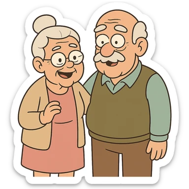 elderly white grandmother and grandfather together sticker