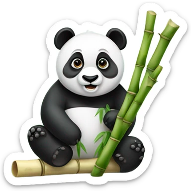 Panda is eating bamboos sticker