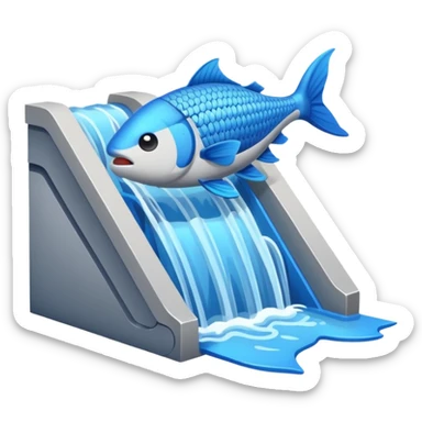 Emoji-style illustration of a fish ladder, flat vector look, bold outlines, minimal details, no background sticker
